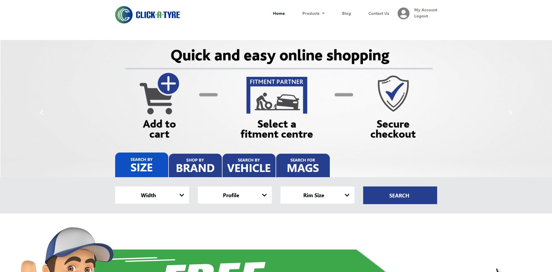 Click A Tyre landing page